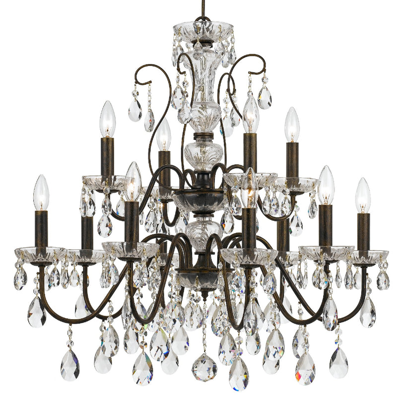 Crystorama 3029-EB-CL-SAQ 12 Light Chandelier, English Bronze