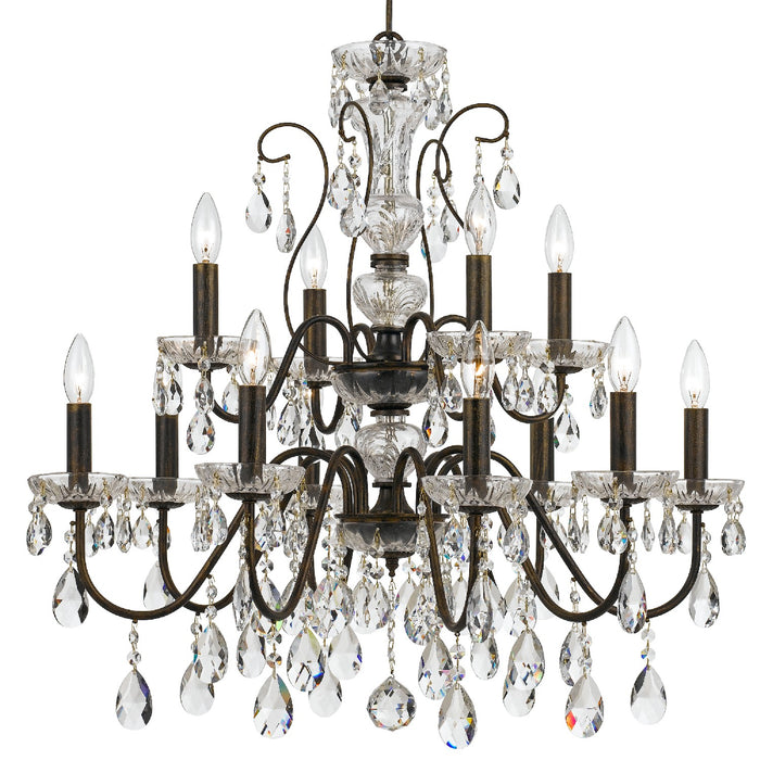 Crystorama 3029-EB-CL-SAQ 12 Light Chandelier, English Bronze