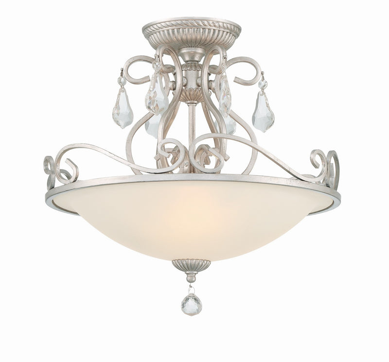 Crystorama 5010-OS-CL-S Three Light Semi Flush Mount, Olde Silver