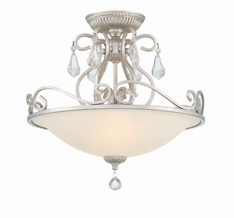 Crystorama 5010-OS-CL-S Three Light Semi Flush Mount, Olde Silver