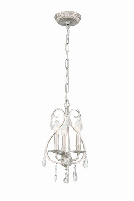 Crystorama 5013-OS-CL-S Three Light Mini Chandelier, Olde Silver