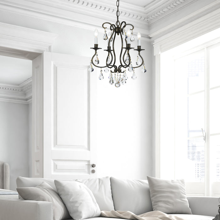 Crystorama 5014-EB-CL-S Four Light Mini Chandelier, English Bronze