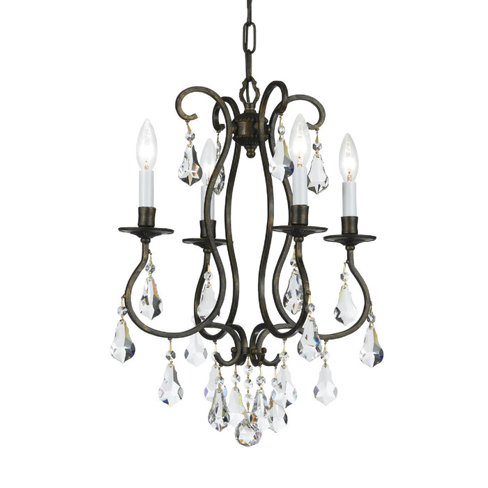 Crystorama 5014-EB-CL-S Four Light Mini Chandelier, English Bronze