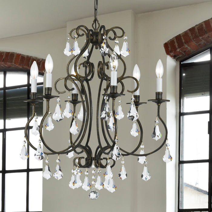 Crystorama 5016-EB-CL-S Six Light Chandelier, English Bronze