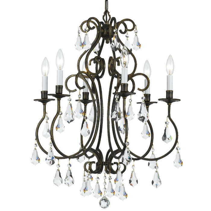 Crystorama 5016-EB-CL-S Six Light Chandelier, English Bronze