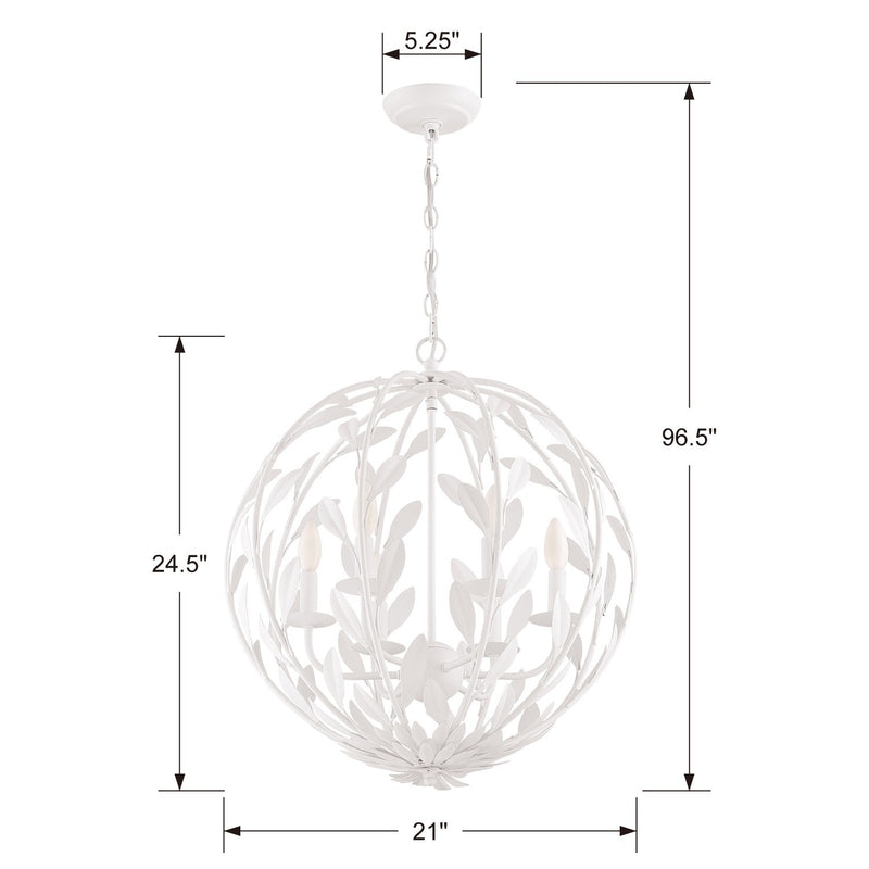 Crystorama 506-MT Six Light Chandelier, Matte White