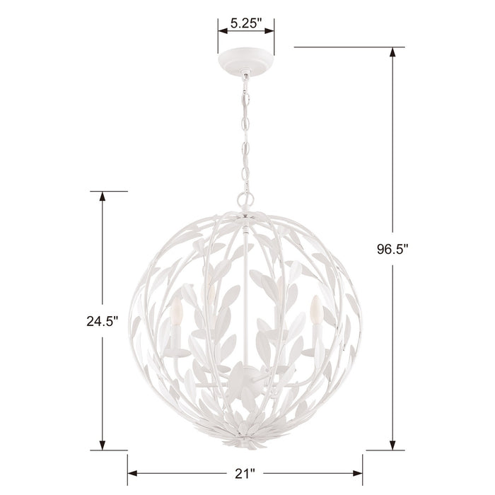 Crystorama 506-MT Six Light Chandelier, Matte White