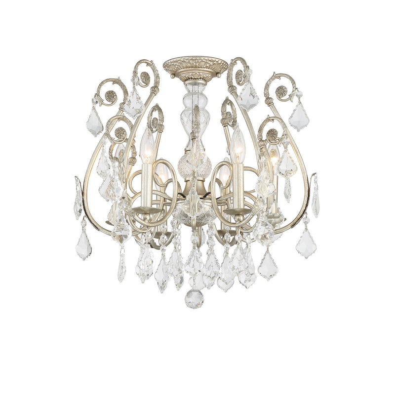 Crystorama 5115-OS-CL-MWP_CEILING Six Light Semi Flush Mount, Olde Silver
