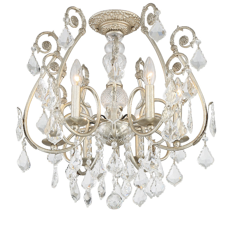 Crystorama 5115-OS-CL-MWP_CEILING Six Light Semi Flush Mount, Olde Silver