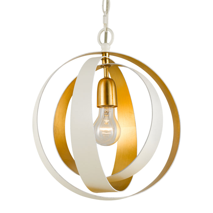 Crystorama 580-MT-GA One Light Mini Chandelier, Matte White + Antique Gold