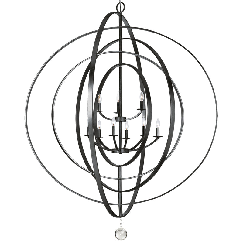 Crystorama 587-MK Nine Light Chandelier, Matte Black