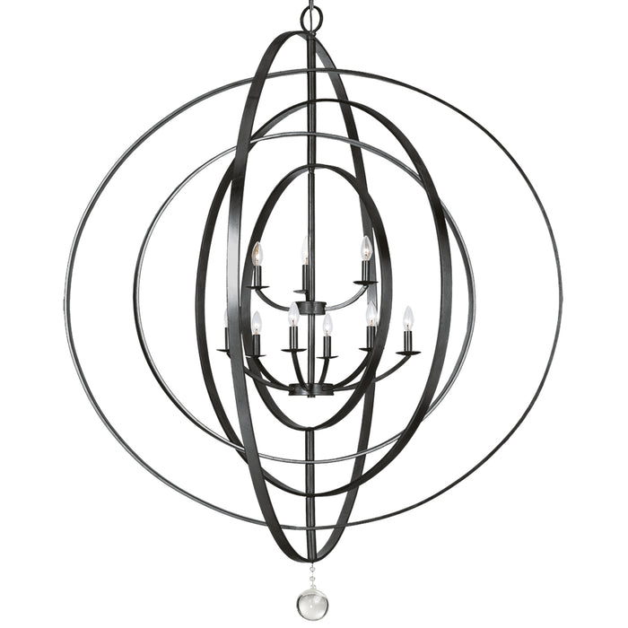 Crystorama 587-MK Nine Light Chandelier, Matte Black