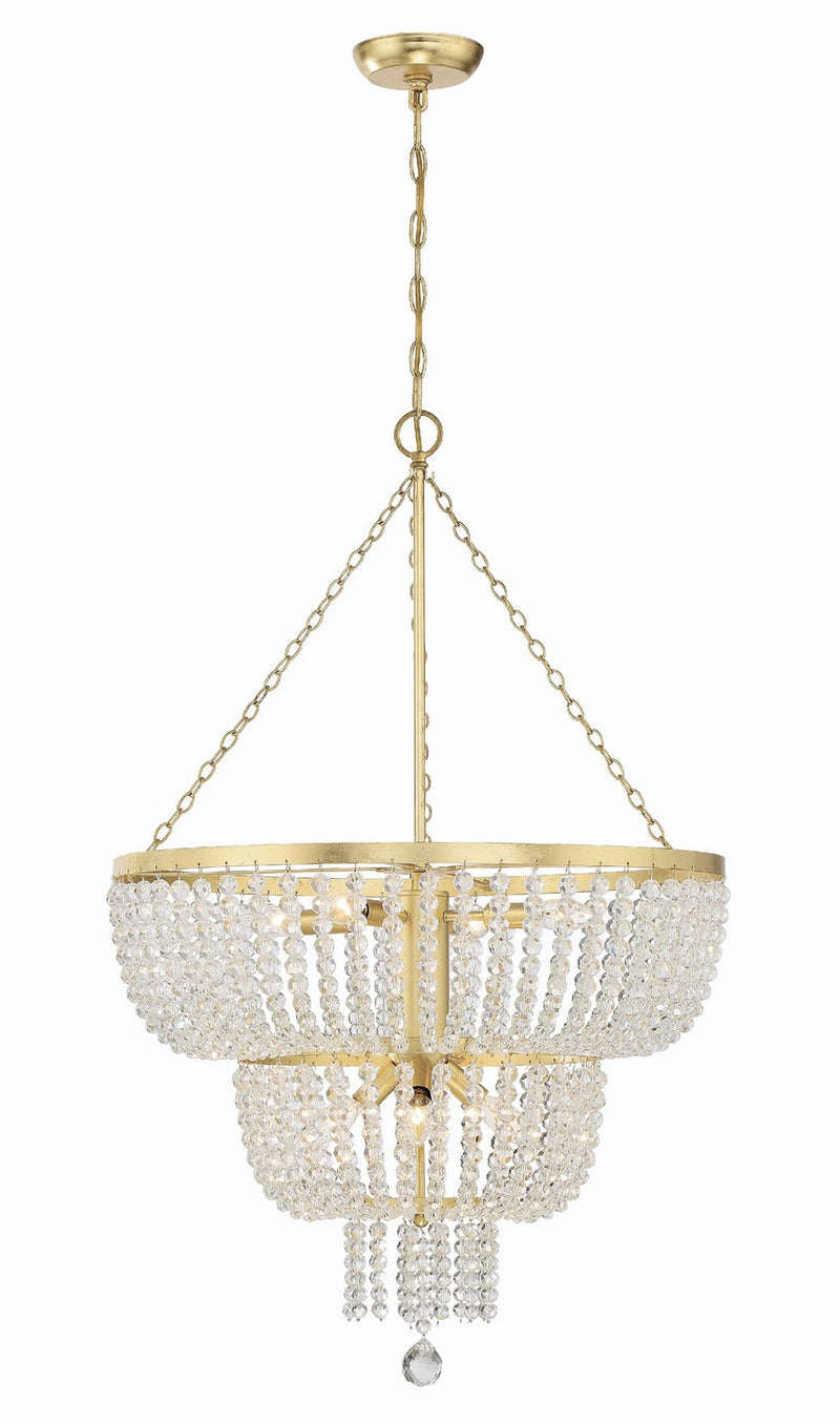 Crystorama 610-GA Eight Light Chandelier, Antique Gold