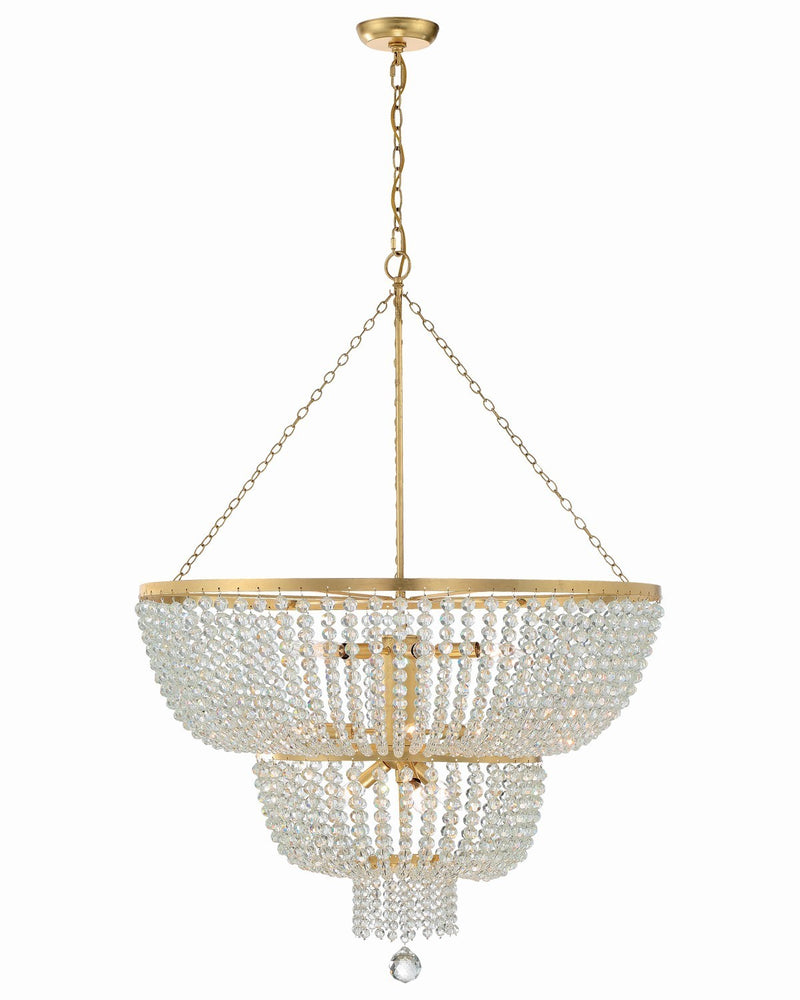 Crystorama 612-GA 12 Light Chandelier, Antique Gold