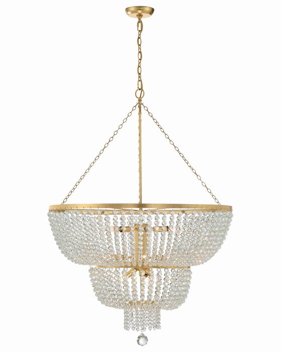 Crystorama 612-GA 12 Light Chandelier, Antique Gold