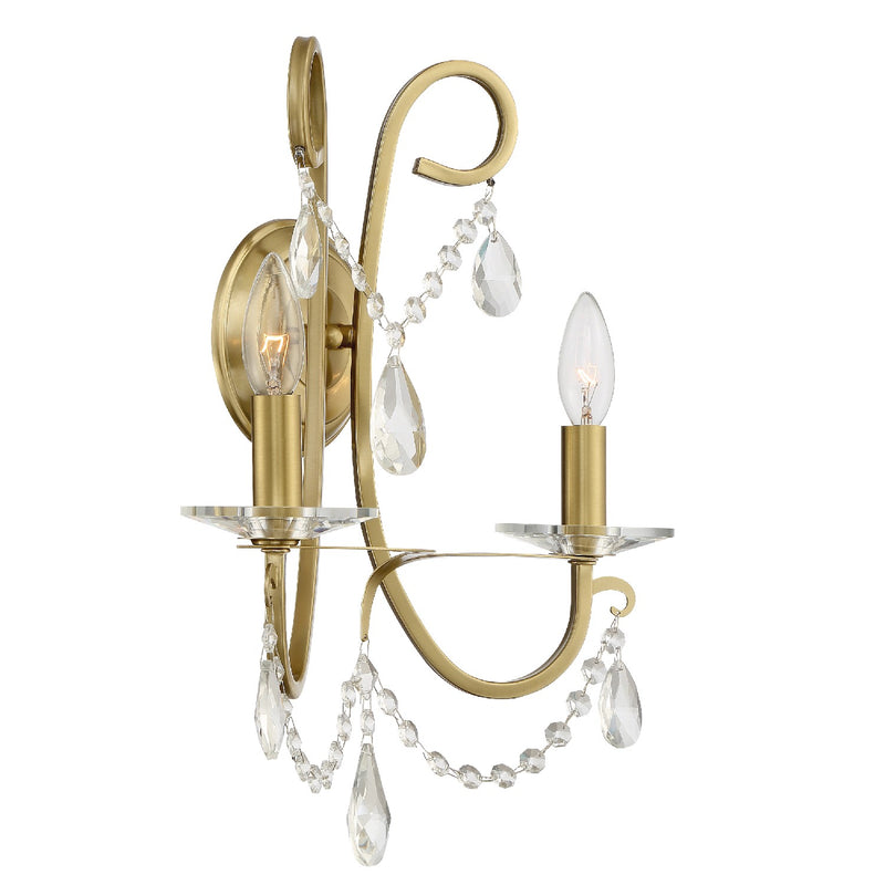 Crystorama 6822-VG-CL-SAQ Two Light Wall Sconce, Vibrant Gold
