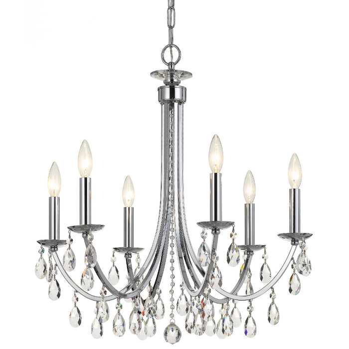 Crystorama 8826-CH-CL-SAQ Six Light Chandelier, Polished Chrome