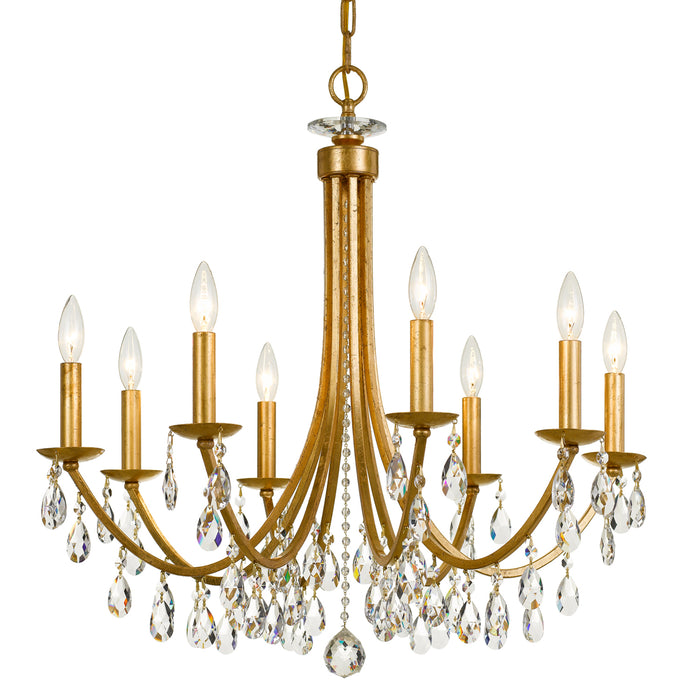Crystorama 8828-GA-CL-S Eight Light Chandelier, Antique Gold