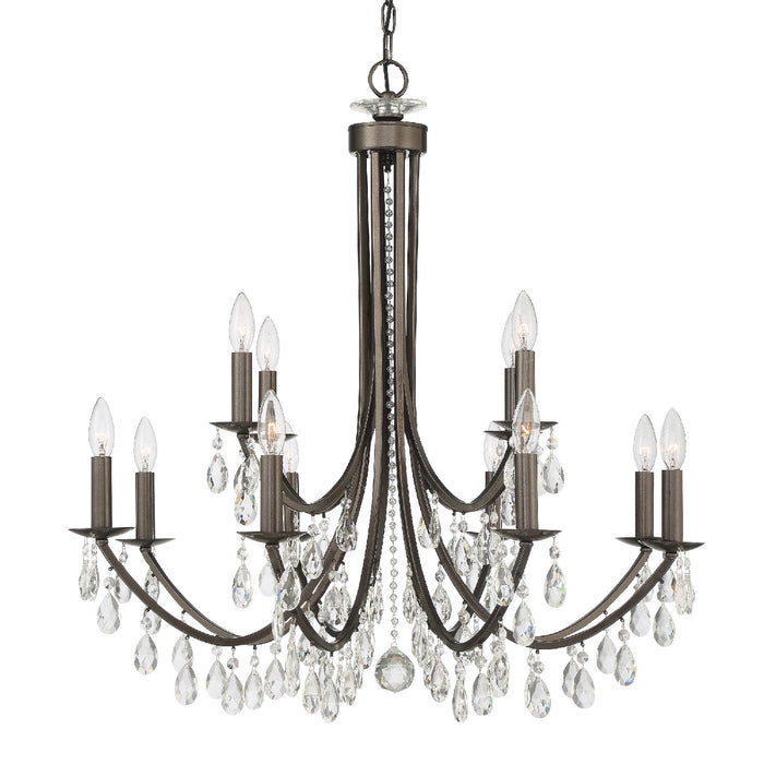 Crystorama 8829-VZ-CL-S 12 Light Chandelier, Vibrant Bronze