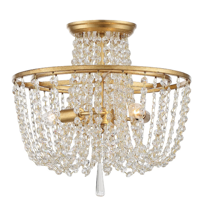 Crystorama ARC-1900-GA-CL-MWP Three Light Semi Flush Mount, Antique Gold