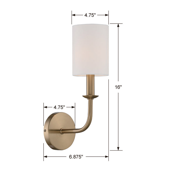 Crystorama BAI-A2101-AG One Light Wall Sconce, Aged Brass