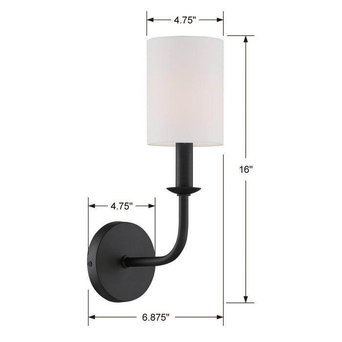 Crystorama BAI-A2101-MK One Light Wall Sconce, Matte Black