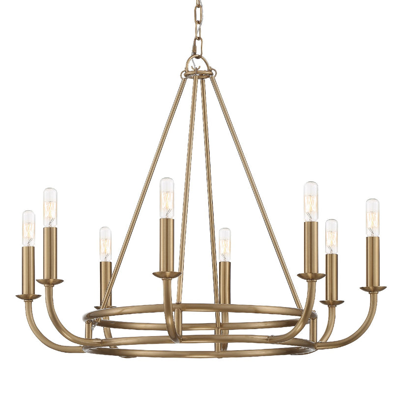 Crystorama BAI-A2108-AG Eight Light Chandelier, Aged Brass