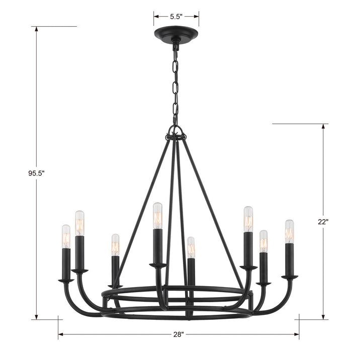 Crystorama BAI-A2108-MK Eight Light Chandelier, Matte Black