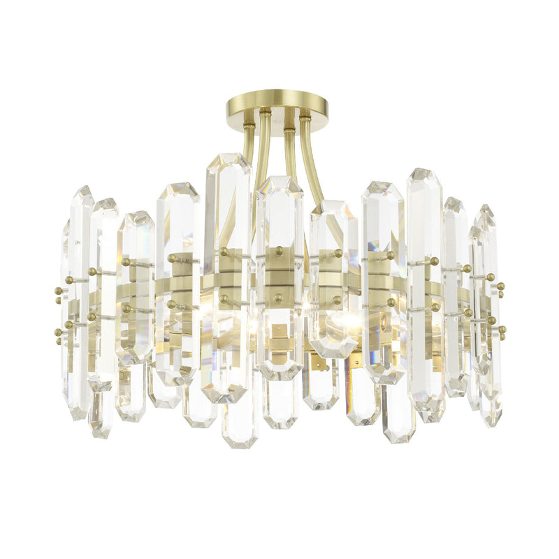 Crystorama BOL-8884-AG Four Light Semi Flush Mount, Aged Brass