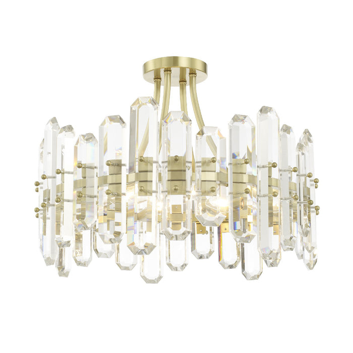Crystorama BOL-8884-AG Four Light Semi Flush Mount, Aged Brass
