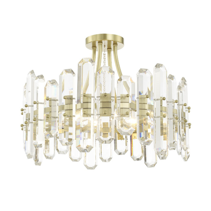 Crystorama BOL-8884-AG Four Light Semi Flush Mount, Aged Brass