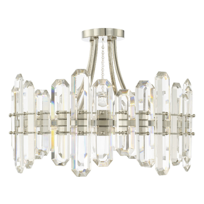 Crystorama BOL-8884-PN Four Light Semi Flush Mount, Polished Nickel