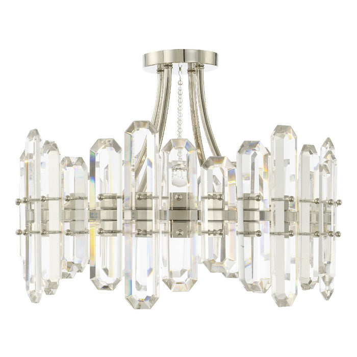 Crystorama BOL-8884-PN Four Light Semi Flush Mount, Polished Nickel