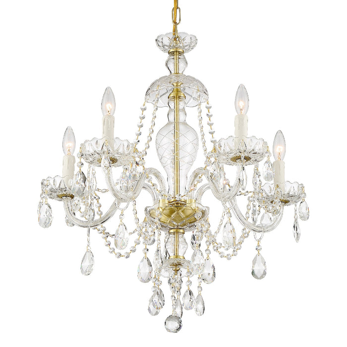 Crystorama CAN-A1305-PB-CL-SAQ Five Light Chandelier, Polished Brass