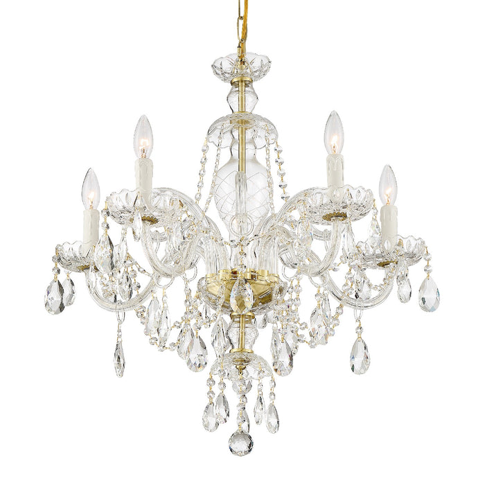 Crystorama CAN-A1306-PB-CL-S Five Light Chandelier, Polished Brass