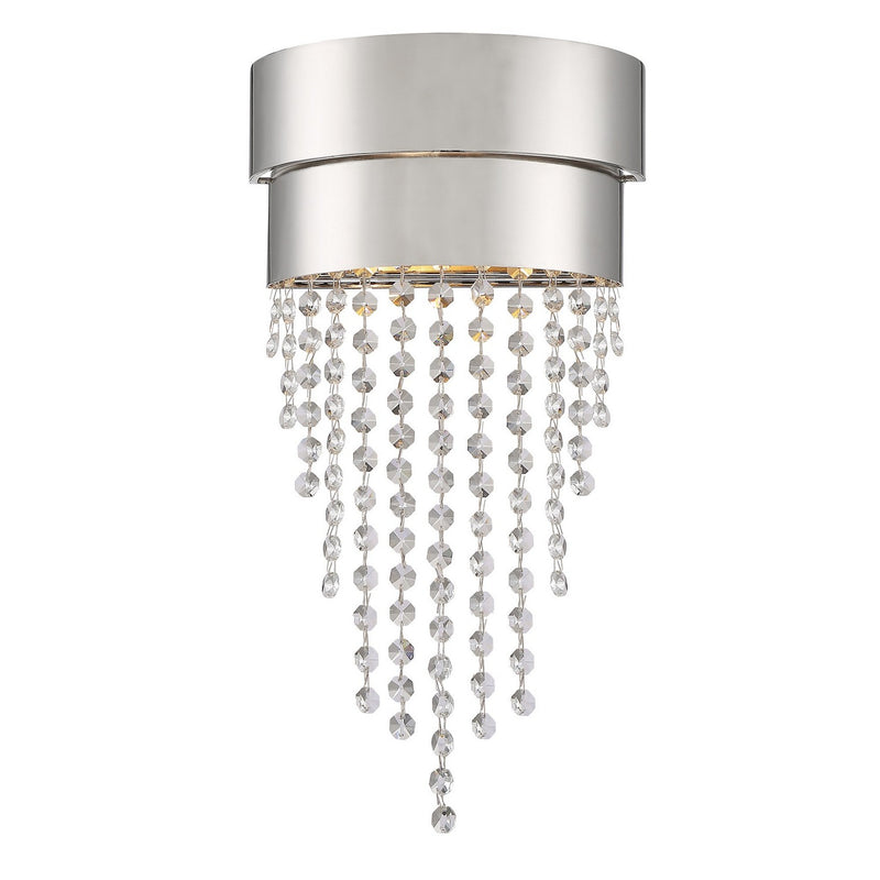 Crystorama CLA-A3202-PN-CL-MWP Two Light Wall Sconce, Polished Nickel