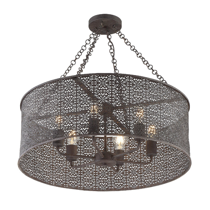 Crystorama JAS-A5016-FB Six Light Chandelier, Forged Bronze