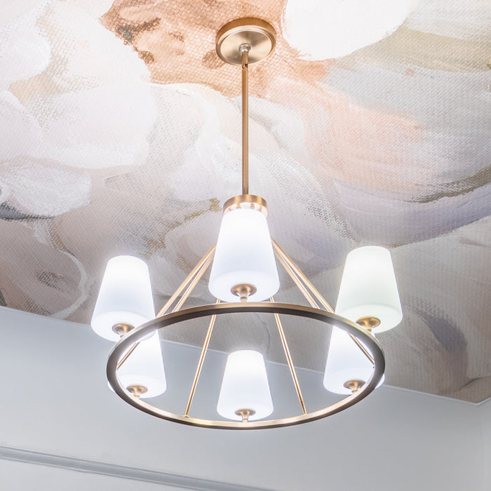 Crystorama KEE-A3006-VG Six Light Chandelier, Vibrant Gold
