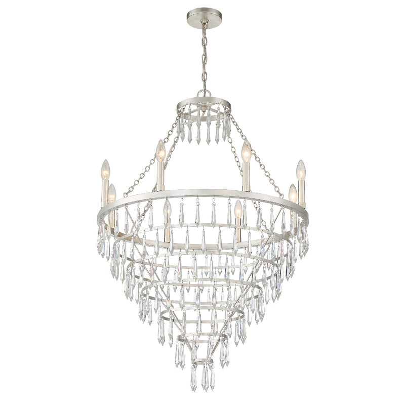 Crystorama LUC-A9068-SA Eight Light Chandelier, Antique Silver