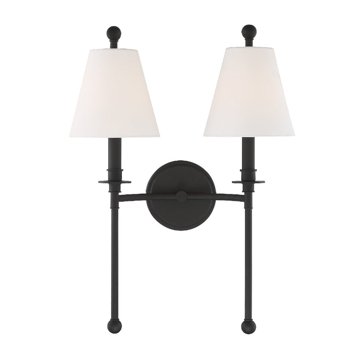 Crystorama RIV-383-BF Two Light Wall Sconce, Black Forged