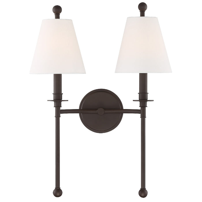 Crystorama RIV-383-DB Two Light Wall Sconce, Dark Bronze