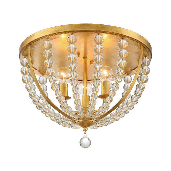 Crystorama ROX-A9000-GA Three Light Flush Mount, Antique Gold
