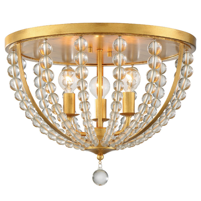 Crystorama ROX-A9000-GA Three Light Flush Mount, Antique Gold