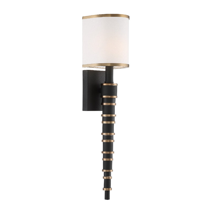 Crystorama SLO-A3601-VG-BF One Light Wall Sconce, Vibrant Gold + Black Forged