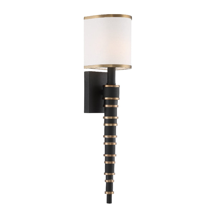 Crystorama SLO-A3601-VG-BF One Light Wall Sconce, Vibrant Gold + Black Forged