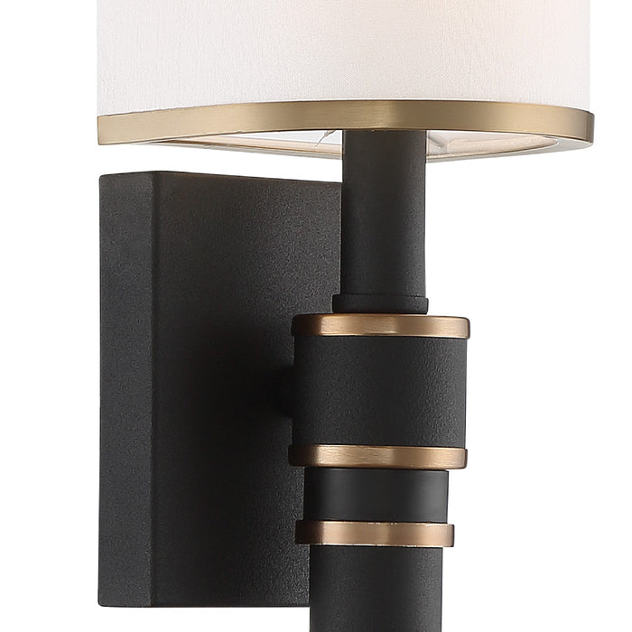 Crystorama SLO-A3601-VG-BF One Light Wall Sconce, Vibrant Gold + Black Forged