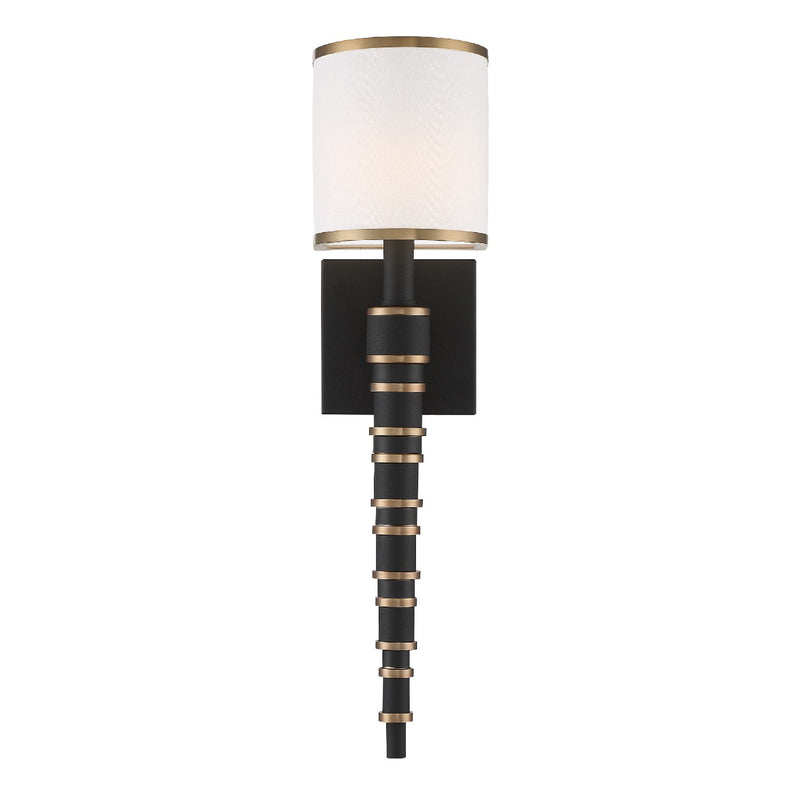 Crystorama SLO-A3601-VG-BF One Light Wall Sconce, Vibrant Gold + Black Forged