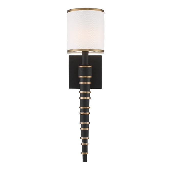 Crystorama SLO-A3601-VG-BF One Light Wall Sconce, Vibrant Gold + Black Forged