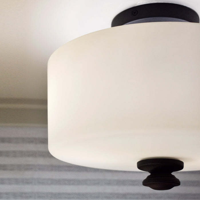 Crystorama TRA-A3302-BF Two Light Semi Flush Mount, Black Forged