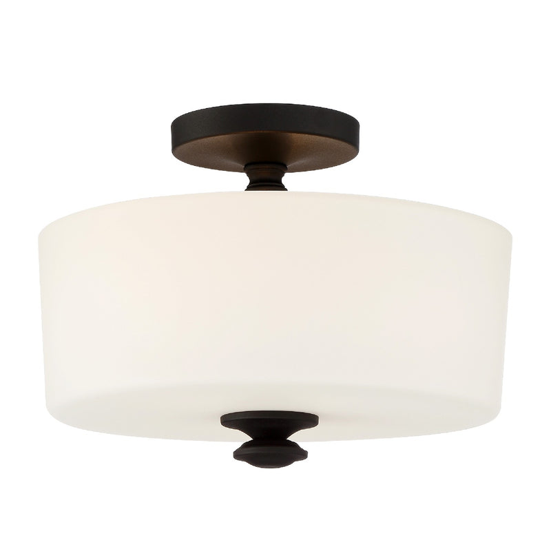 Crystorama TRA-A3302-BF Two Light Semi Flush Mount, Black Forged